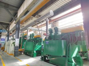 This is an image of the production facility at Yuanchen Factory, showing whole production line for producing DeNOx honeycomb catalysts.